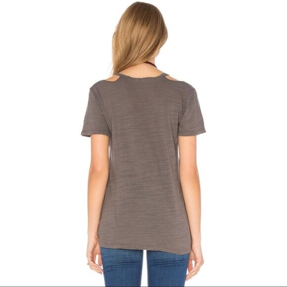 Revolve LNA Bolero Tee T-shirt Top Cut out Short Sleeve Cotton blend Carbon XS - Picture 13 of 13